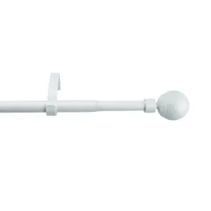 GoodHome Anafi Matt White Extendable Ball Single curtain pole set Set, (L)1200mm-2100mm (Dia)19mm