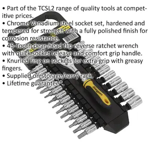 27pc PREMIUM Socket / Bit & Ratchet Handle Set 1/4" Square Drive 6 Point Metric