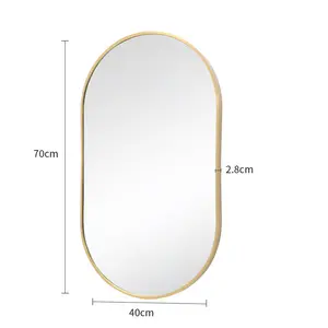 Loy Oval Metal Framed Wall Mounted Vanity Mirror Gold