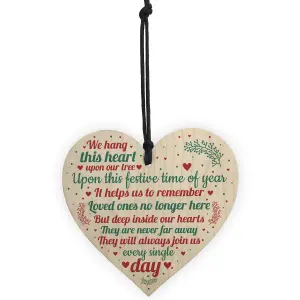 Red Ocean Wooden Heart Christmas Tree Memorial Decoration For Mum Nan Dad Grandad Plaque Gift