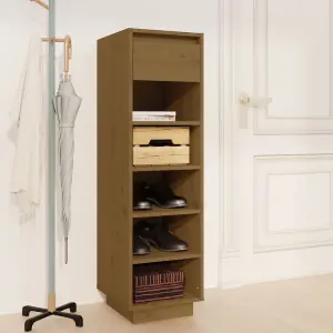 Berkfield Shoe Cabinet Honey Brown 34x30x105 cm Solid Wood Pine