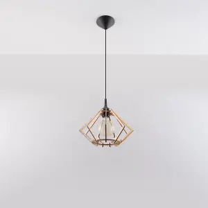 Pompelmo Wood Natural 1 Light Classic Pendant Ceiling Light