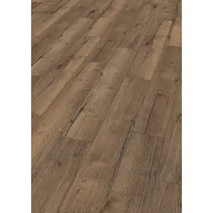 DeepS Senna Oak Brown Wood Effect 12mm Thick Laminate Flooring For Home (All Room Except Bath & Wet Area) 1.496 m²Per Pack