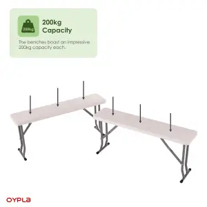 Oypla 2x 3ft 95cm Folding Heavy Duty Outdoor 2 Person Trestle Bench Chair