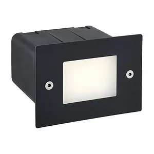 Luminosa Seina Integrated LED Outdoor Recessed Wall Light Textured Black, Frosted IP44