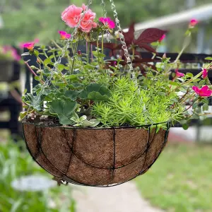 New Pack Of 2 Hanging Basket Flower Plant Metal Planter Flowerpot Decoration Garden