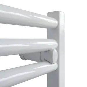 Bray Dual Fuel Thermostatic Electric Heated Towel Rail With Timer, Curved, White - W500 x H1200 mm