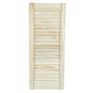 Natural pine wood door, open louvre door 1406 x 294(H x W)mm, wardrobe, kitchen door