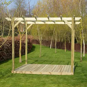 Garden Pergola and Decking Kit - Wood - L480 x W480 x H270 cm - Light Green