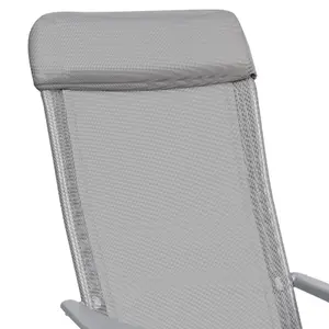 Garden Chairs Maurine - Set of 4, foldable, aluminium frame, adjustable backrest, head cushion - grey