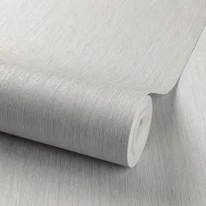 Grandeco Concerto Grasscloth Textured  Wallpaper, Neutral Grey