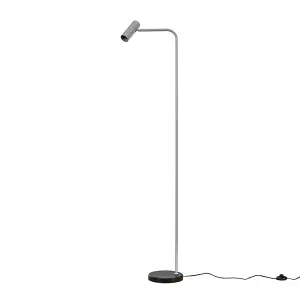 ValueLights Selbourne Modern Cool Grey and Black GU10 Angled Floor Lamp with Black Marble Base - Includes 5W LED Bulb 3000K