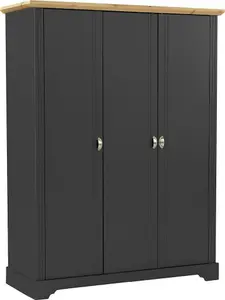 Toledo 3 Door Wardrobe in Grey and Oak Effect Veneer