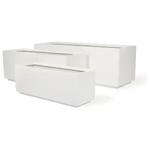 Primrose Fibreglass Trough Gloss Planter in White 90cm