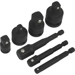 7 PACK - 1/4" Hex Chuck to IMPACT Socket Adapters - Power Drill Square Drive Set