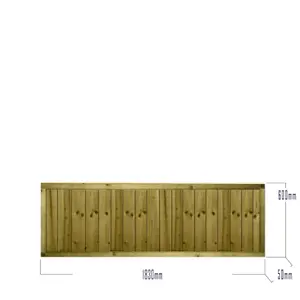 Flat Top Feather Edge Fence Panel (Pack of 5) Width: 6ft x Height: 2ft Vertical Closeboard Planks Fully Framed