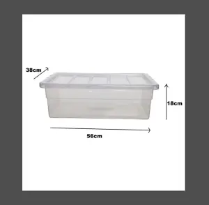 2 x 56cm Under Bed Storage Box Spacemaster Mini Clear Plastic Stackable Home Storage Box