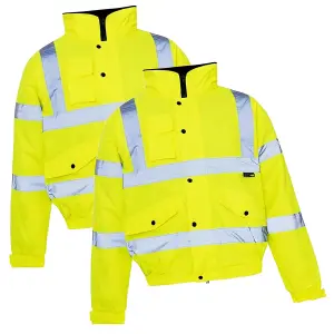 Large Safety Security High Visibility Workwear Bomber Jacket Waterproof Security Reflective Jacket With Fluorescent Hood