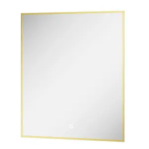 Rio Brushed Gold  Framed Backlit LED Bathroom Mirror with Dual Light (W)60cm (H)72cm