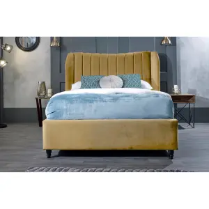 Carli Plush Velvet Beige Bed Frame