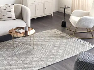 Wool Area Rug 160 x 230 cm Grey and White SAVUR