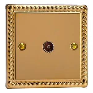 Varilight 1-Gang TV Socket, Co-Axial Rope-Edge Brass