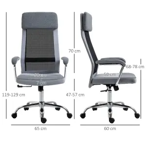 Vinsetto Office Chair Mesh High Back Swivel Task Home Desk Chair w/ Arm, Grey