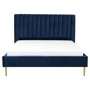 Velvet EU King Size Bed Blue MARVILLE