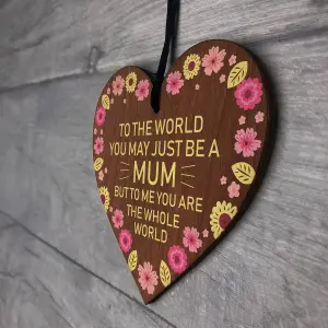 Red Ocean Mothers Day Gifts A Present For Mum Handmade Plaque  Mum My Whole World Wood Heart Mother from daughter thank you