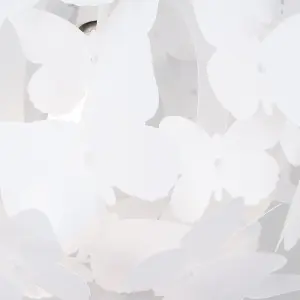 ValueLights Pair Of Modern White Butterfly Girl's Ceiling Pendant Bedroom Lamp Shades