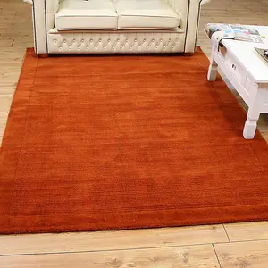 Terracotta Simple and Stylish Wool Plain Handmade Modern Rug for Living Room and Bedroom-68 X 240cm (Runner)