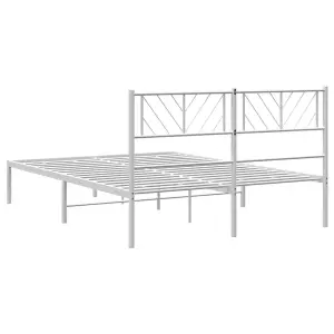 Berkfield Metal Bed Frame with Headboard White 140x200 cm