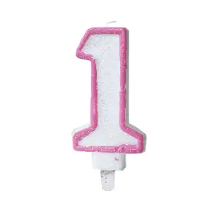 Simon Elvin Double-Sided 1st Birthday Candle White/Pink (One Size)