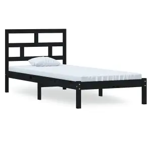 Berkfield Bed Frame Black Solid Wood Pine 100x200 cm