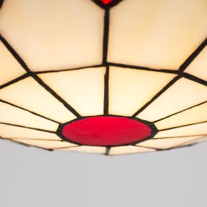 ValueLights Tiffany Style Traditional Red And Cream Pendant Light Shade