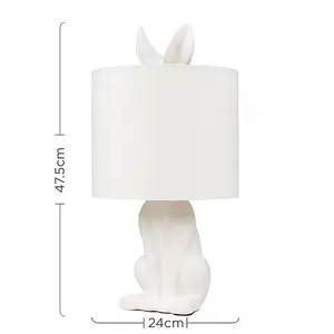 Chesnut Ceramic Hare 48cm Table Lamp White / No