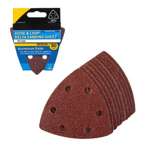 20 x Hook and Loop 93mm Detail Sanding Sheets 80 Grit Triangle Sandpaper Pads