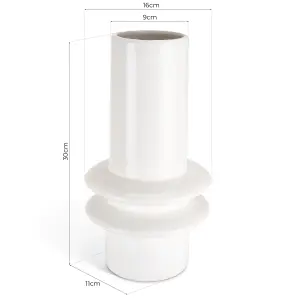 Tall Ceramic Bubble Vase - 30cm - White