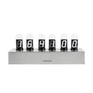 Cathode Digital Metal Electric Alarm Tabletop Clock in Grey