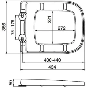 Euroshowers Grey Top Fix V20 Square Soft Close Toilet Seat 356x434mm