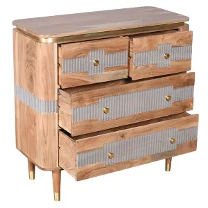 Wilton 4 Drawers Chest - Acacia Wood - L40 x W90 x H90 cm