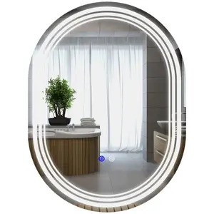 kleankin Bathroom Mirror with LED Lights, 3 Colours, Anti-fog, 70 x 50cm