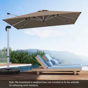 Costway 3M Outdoor Patio Umbrella Square Cantilever Parasol w/ 360 Rotation & Adjustable Tilt