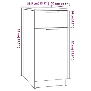 Berkfield Desk Cabinet Grey Sonoma 33.5x50x75 cm Engineered Wood