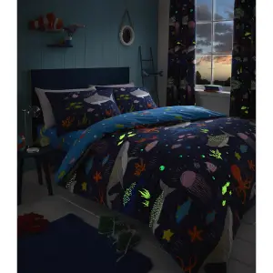 Sea Life Kids Fun Glow In The Dark Adventure Duvet Cover Set