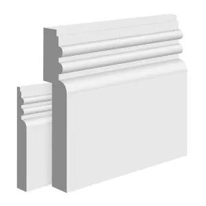 National Skirting Reed II MDF Skirting Board Cover - 210mm x 25mm 4200mm Primed (To Cover 150mm Existing Skirting)