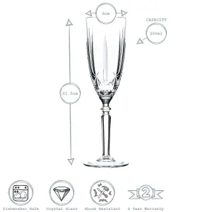 RCR Crystal - Orchestra Cut Glass Wine Glasses and Champagne Flutes - 290ml, 200ml - 12pc Set