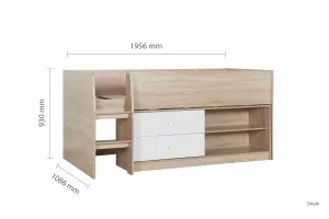 Birlea Leyton Cabin Bed White & Oak Effect