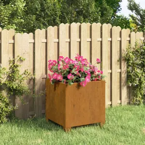 Berkfield Planter with Legs Rusty 32x30x33 cm Corten Steel