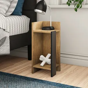 Lochlan Modern Compact Nightstand Bedside Table 25 x 27 x 60cm  Bedroom Furniture Oak / Left Orientation